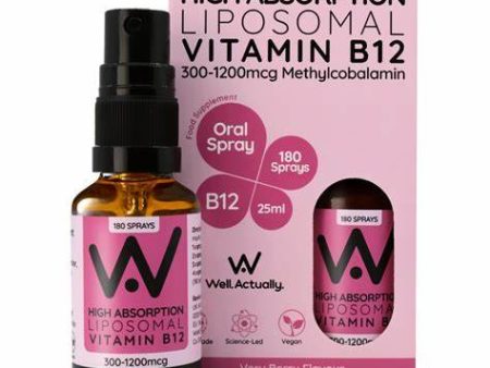 Well Actually Liposomal Vitamin B12 Methycobalamin (300 - 1200mcg) Very Berry Flavour Spray, 25ml Online now