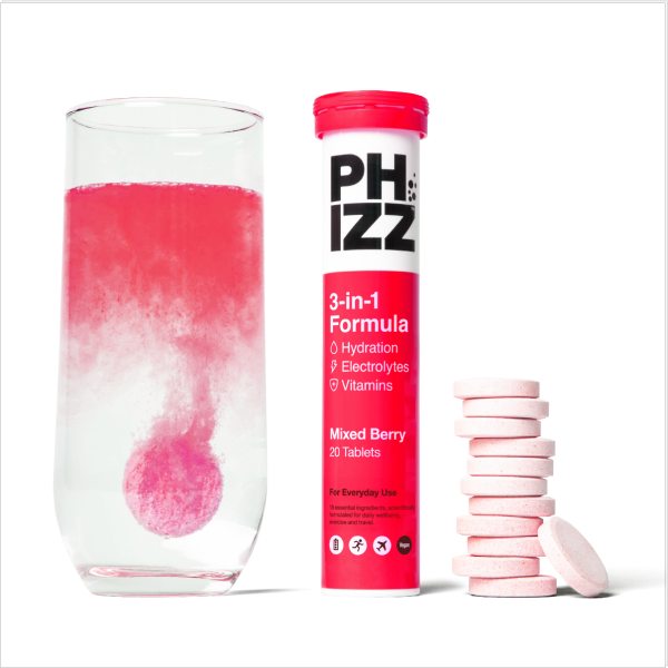 Phizz Mixed Berry 3-in-1 Hydration, Electrolytes and Vitamins Effervescent,  20 Tablets Online Hot Sale