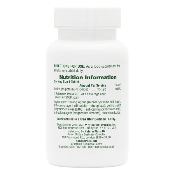 Natures Plus Potassium Iodide 150mcg Iodine, 100 Tablets Fashion