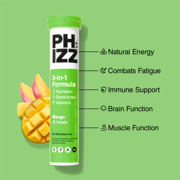 Phizz Mango 3-in-1 Hydration, Electrolytes and Vitamins Effervescent, 20 Tablets Hot on Sale