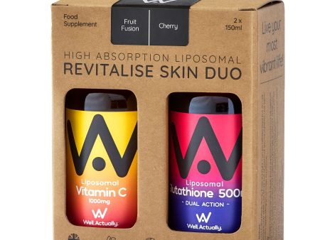 Well Actually Liposomal Revitalise Skin Duo - Vitamin C + Glutathione, 2 x 150ml Online Sale