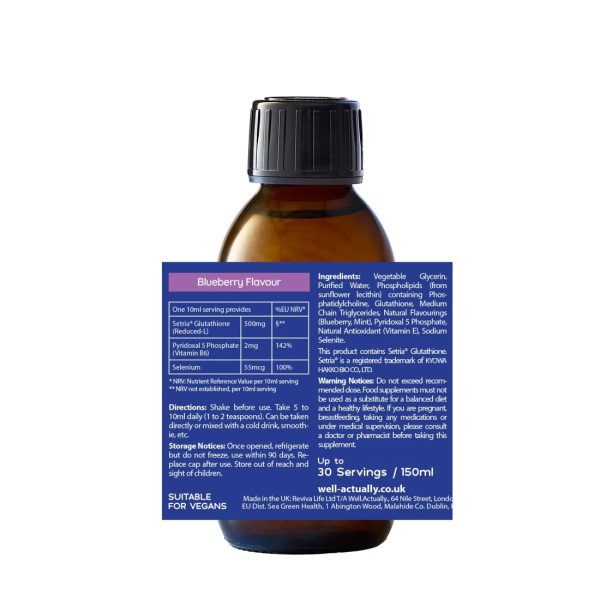 Well Actually Reduced L-Glutathione (500mg) - Dual Action - Liposomal Liquid High Absorption, 150ml Blueberry For Sale