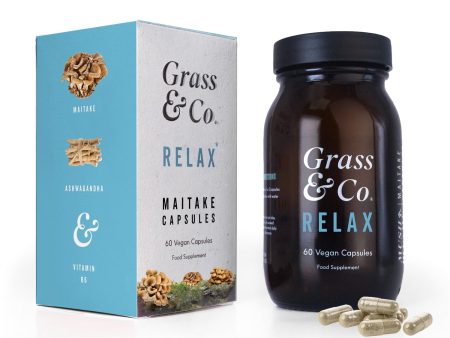 Grass & Co. RELAX MAITAKE Mushrooms with Ashwagandha + Magnesium,  60 Vegan Capsules Online Sale