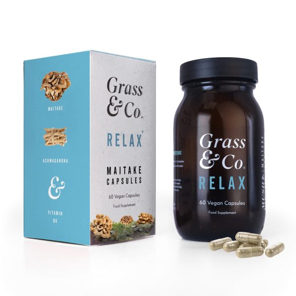 Grass & Co. RELAX MAITAKE Mushrooms with Ashwagandha + Magnesium,  60 Vegan Capsules Online Sale