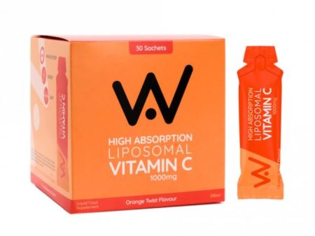 Well Actually Vitamin C 1000mg Liposomal Liquid - High Absorption, 30 Sachet Pack Orange Twist For Cheap