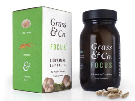 Grass & Co. FOCUS Lion s Mane Mushrooms with Ginseng + Omega-3 ,  60 Vegan Capsules Supply